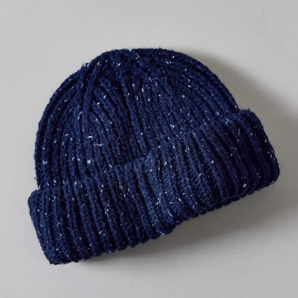 Sale: Marled Wool-Blend Short Roll Ribbed Knit Beanie - OS